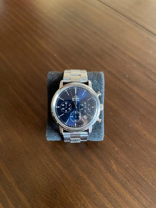 Reloj Cronógrafo Orient Plateado y Azul
