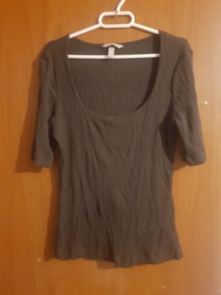 Camiseta de canalé marrón