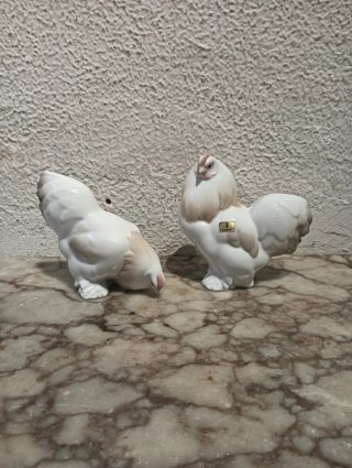 Pareja de Gallos de Porcelana Lladró