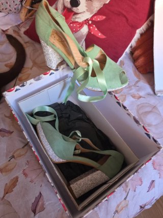 Zapatos de Fiesta Verdes y Plata