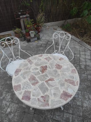 Mesa de Jardín con Mosaico de Piedra