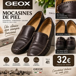 Mocasines de Piel Geox Marrones Talla 41