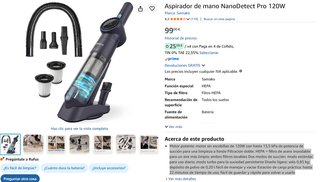 Aspirador de mano Samako NanoDetect Pro 120W
