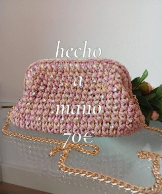 Bolso de mano artesanal rosa
