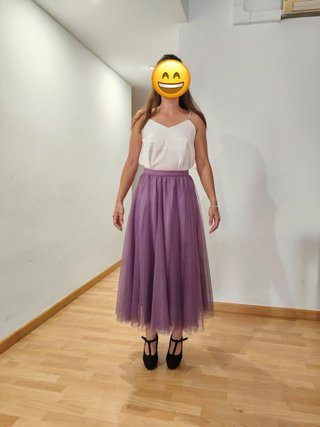 Conjunto Boda: Falda Tul Morada y Camiseta
