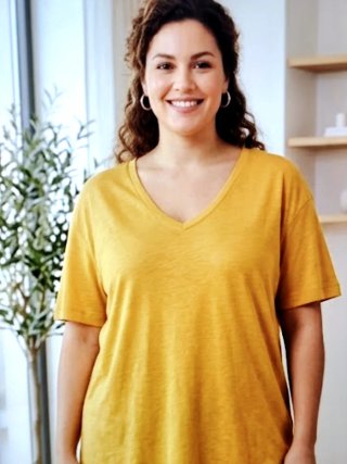 Camiseta Violeta by Mango Amarilla lyocell L 48/50