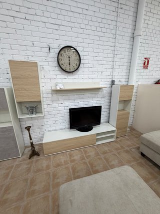 Mueble TV Blanco y Madera para Salón Moderno