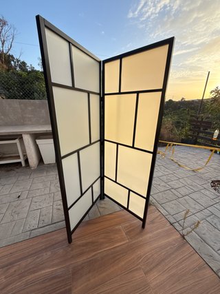 2 Biombos Japonés de Madera y Panel Translúcido