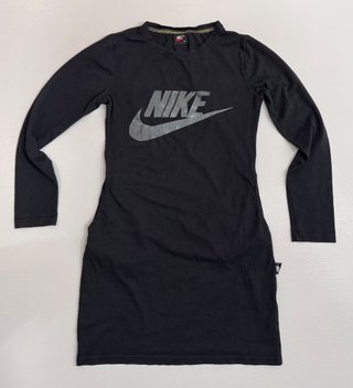 Vestito Nike Manica Lunga Nero Logo Argento