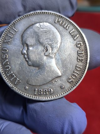 Moneda 5 Pesetas Plata Alfonso XIII 1889