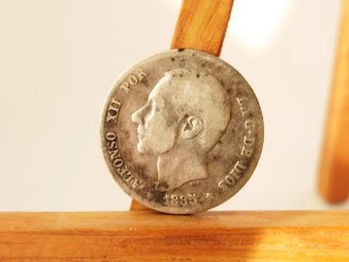 Moneda Plata 1 peseta 1885 Alfonso XII