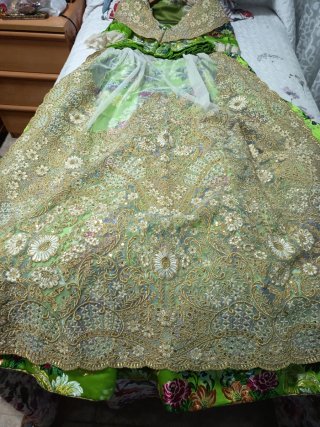 Traje de Fallera Siglo XVIII, Verde Talla 34-36.