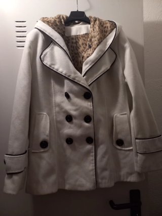Chaqueta de paño blanca Forro animal print
