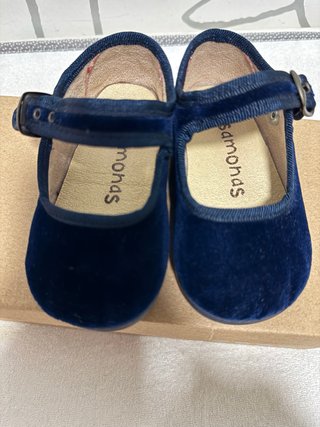 Merceditas Pisamonas Terciopelo Azul Talla 21