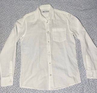 Camisa de Lino Blanca Zara Man Talla S