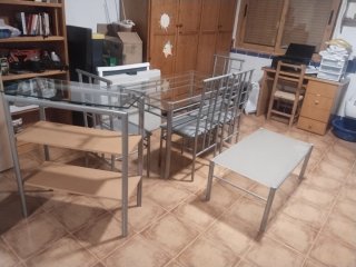 Conjunto de entrada y comedor de cristal