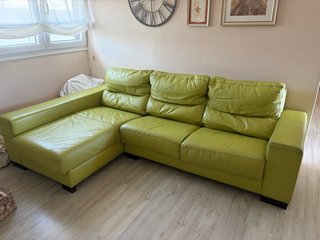 Chaise Longue de piel Verde Pistacho