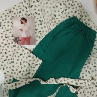 Pijama mujer verde hojas, nuevo, algodón