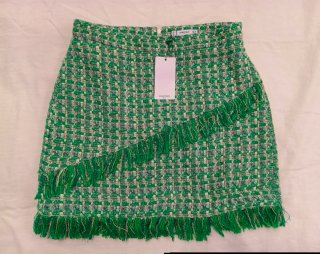 Falda Tweed Verde Mango