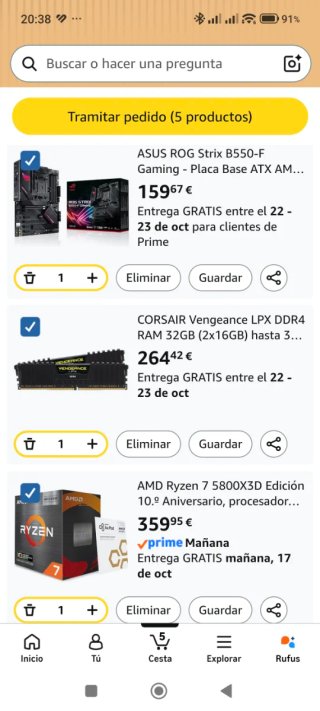Pack PC: AMD 5800X3D, Placa ASUS y RAM 32GB