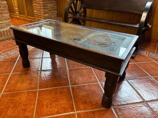 Mesa de Centro de Madera Maciza con Cristal