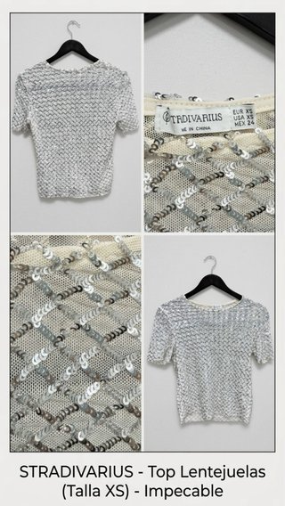 Top Stradivarius Lentejuelas Plateado XS
