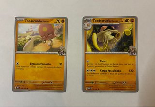 Lote 2 Cartas Pokémon: Toedscool y Toedscruel