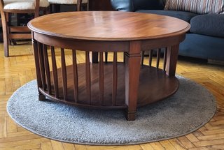 Mesa de Centro Redonda de Madera Maciza