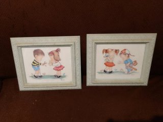 Pareja de cuadros infantiles vintage