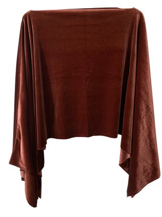 Chal Poncho de Terciopelo Color Teja