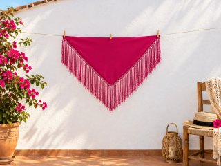 Mantoncillo Fucsia con Flecos