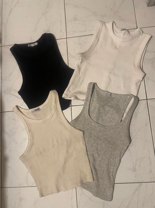 Pack 4 Camisetas Tirantes Bershka y Zara