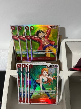 Cartas One Piece TCG: Luffy SR y Nami R Foil