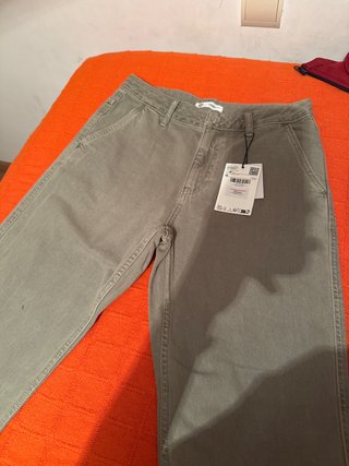 Pantalón Mango Verde Oliva Talla 38