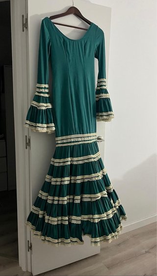 Vestido de flamenca verde esmeralda