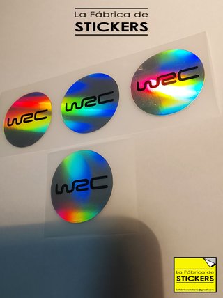 4 Pegatinas WRC Vinilo de corte Holográfico y Rojo