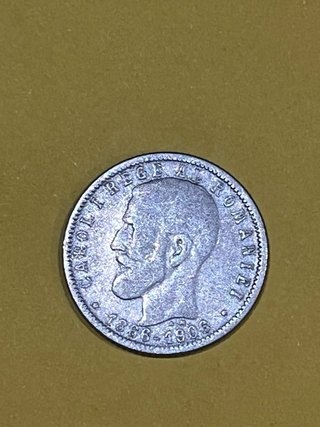 Moneda 1 Leu Rumanía 1906 Plata