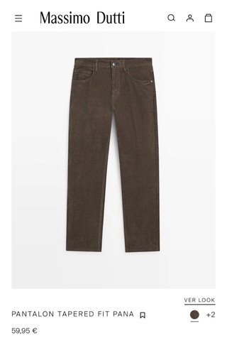 Pantalón Massimo Dutti Pana Tapered Fit