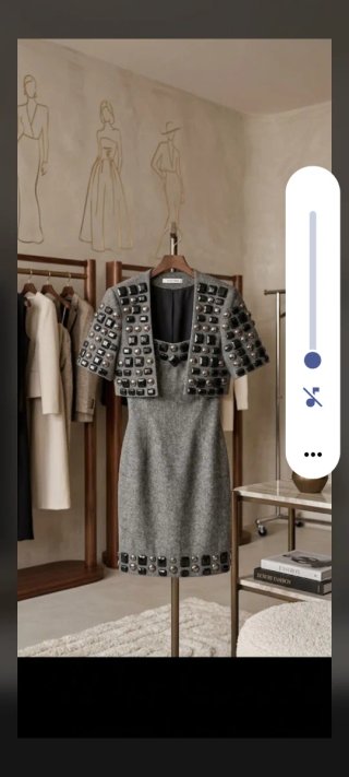 Conjunto de Vestido y Blazer Gris