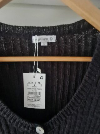Vestido Largo de Punto Natura Negro Talla S