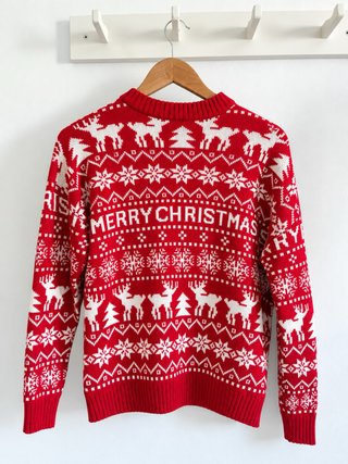 Jersey navideño rojo Merry Christmas talla M