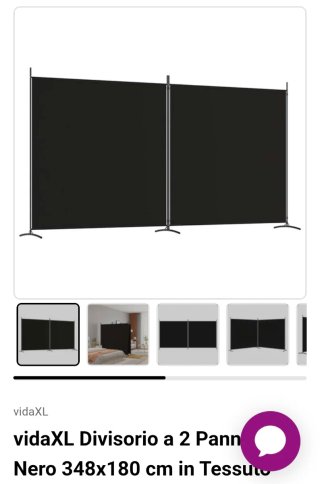 Separè vidaXL 2 Pannelli Nero 348x180 cm