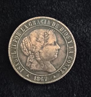 Moneda 2½ Céntimos de Escudo Isabel II 1867