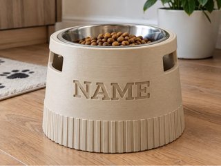 Ciotola per animali con design rialzato e finitura testurizzata beige