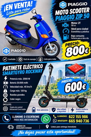 Moto Piaggio Zip 50 y Patinete Smartgyro