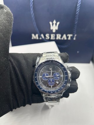 Reloj Maserati Cronógrafo Plateado y Azul