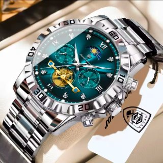 Reloj Hombre Poedagar Plateado y Turquesa