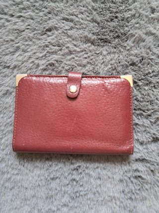 Elegante Portafoglio Vintage Pelle Granata Rossa