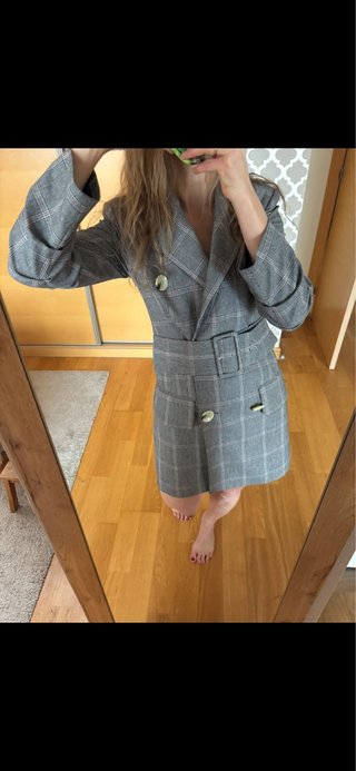 Vestido Blazer Cuadros con Cinturón