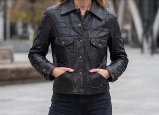 Cazadora de cuero Lois negra